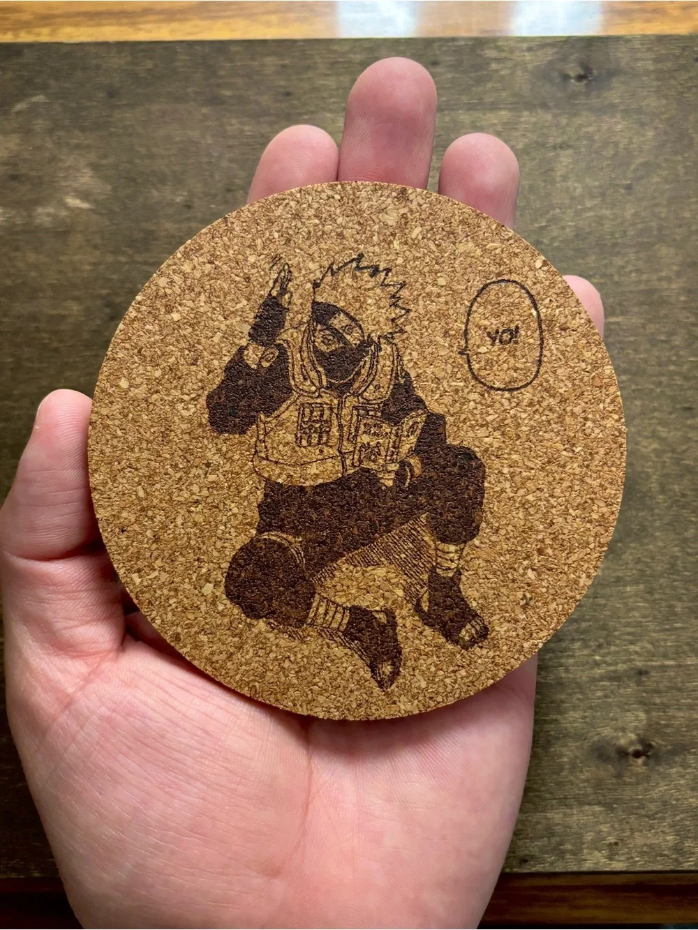 Naruto Kakashi Laser Engraved Cork Coaster #5